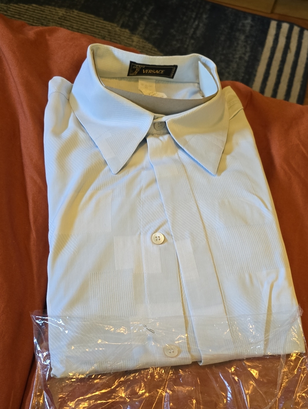 Stunning Vintage Versace Light Blue Men's Dress Shirt MUST SEE